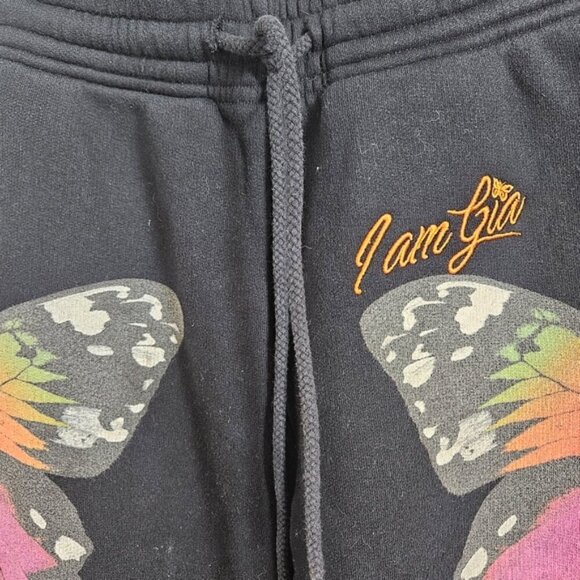 I.AM.GIA Aporia Women's Black Butterfly Print Jogger sweat Pants high waist XXS - Picture 10 of 12